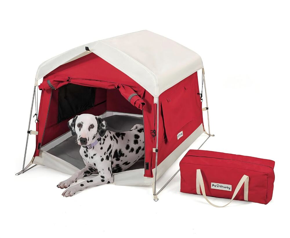 Pawthway Large Dog Tent Up to 100lb Portable Camping Shelter Red Waterproof